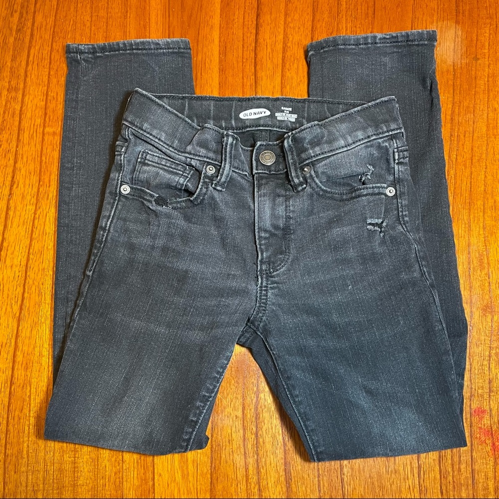 Old Navy distressed karate slim jeans with patch work